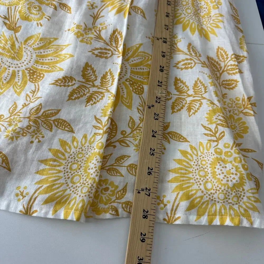 Flax women’s pull over blouse size small yellow flowers long sleeve 100% linen - Picture 8 of 9